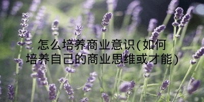 怎么培养商业意识(如何培养自己的商业思维或才能)