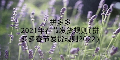 拼多多2021年春节发货规则(拼多多春节发货规则2022)