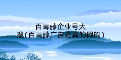 百青藤企业号大搜(百青藤广告是真的假的)