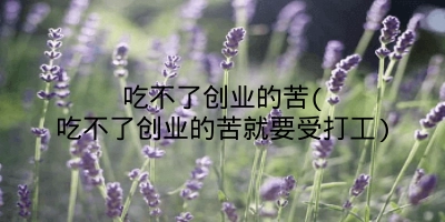 吃不了创业的苦(吃不了创业的苦就要受打工)