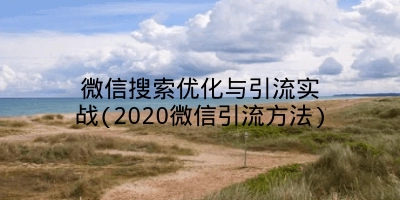 微信搜索优化与引流实战(2020微信引流方法)