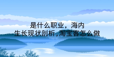 是什么职业，海内生长现状剖析,淘宝客怎么做