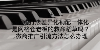 社区团购打法差异化销配一体化是网格仓老板的救命稻草吗？,微商推广引流方法怎么办理