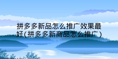 拼多多新品怎么推广效果最好(拼多多新商品怎么推广)