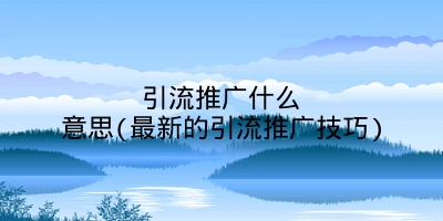 引流推广什么意思(最新的引流推广技巧)