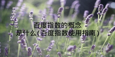 百度指数的概念是什么(百度指数使用指南)