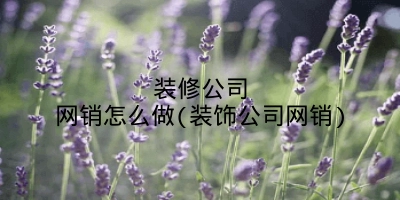 装修公司网销怎么做(装饰公司网销)