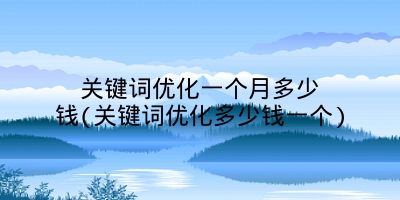 关键词优化一个月多少钱(关键词优化多少钱一个)