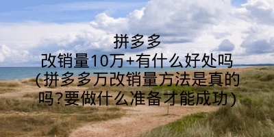 拼多多改销量10万+有什么好处吗(拼多多万改销量方法是真的吗?要做什么准备才能成功)