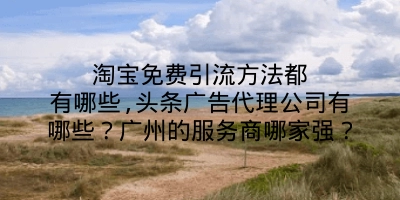 淘宝免费引流方法都有哪些,头条广告代理公司有哪些？广州的服务商哪家强？