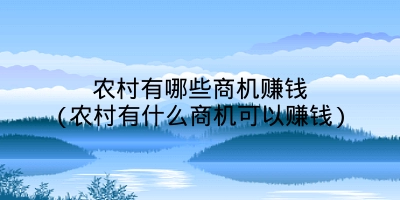 农村有哪些商机赚钱(农村有什么商机可以赚钱)