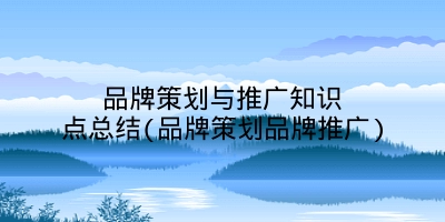 品牌策划与推广知识点总结(品牌策划品牌推广)