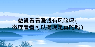 微鲤看看赚钱有风险吗(微鲤看看可以提现是真的吗)