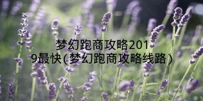 梦幻跑商攻略2019最快(梦幻跑商攻略线路)