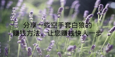 分享一些空手套白狼的赚钱方法，让您赚钱快人一步