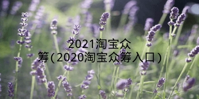 2021淘宝众筹(2020淘宝众筹入口)