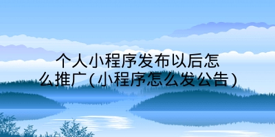 个人小程序发布以后怎么推广(小程序怎么发公告)