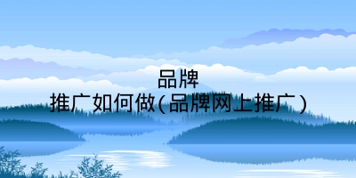 品牌推广如何做(品牌网上推广)