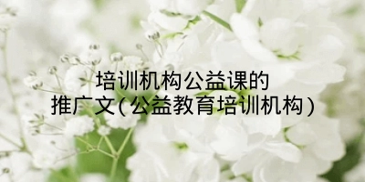 培训机构公益课的推广文(公益教育培训机构)