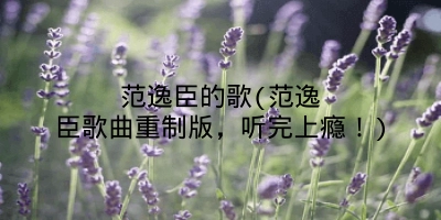 范逸臣的歌(范逸臣歌曲重制版，听完上瘾！)