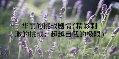 华丽的挑战剧情(精彩刺激的挑战：超越自我的极限)
