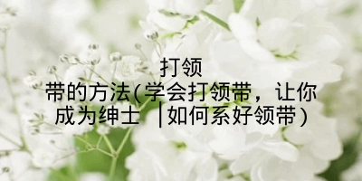打领带的方法(学会打领带，让你成为绅士 │如何系好领带)
