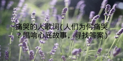 痛哭的人歌词(人们为何痛哭？唱响心底故事，寻找答案)