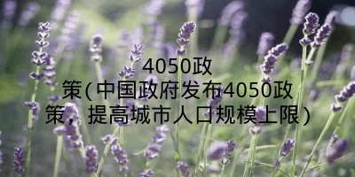 4050政策(中国政府发布4050政策，提高城市人口规模上限)