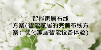 智能家居布线方案(智能家居的完美布线方案：优化家居智能设备体验)