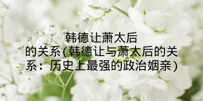 韩德让萧太后的关系(韩德让与萧太后的关系：历史上最强的政治姻亲)