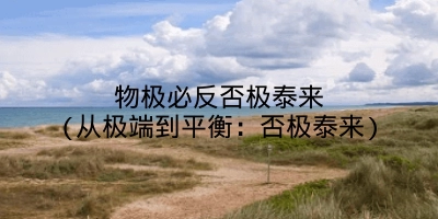 物极必反否极泰来(从极端到平衡：否极泰来)