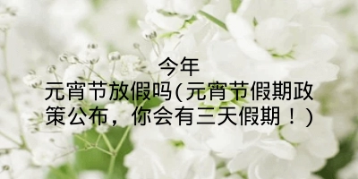 今年元宵节放假吗(元宵节假期政策公布，你会有三天假期！)