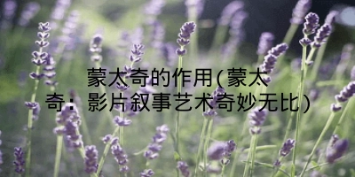 蒙太奇的作用(蒙太奇：影片叙事艺术奇妙无比)