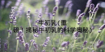 牛初乳(重磅！揭秘牛初乳的科学奥秘)