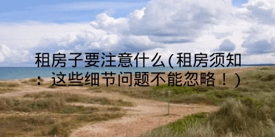 租房子要注意什么(租房须知：这些细节问题不能忽略！)
