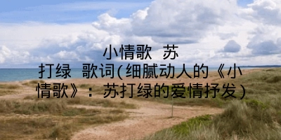 小情歌 苏打绿 歌词(细腻动人的《小情歌》：苏打绿的爱情抒发)