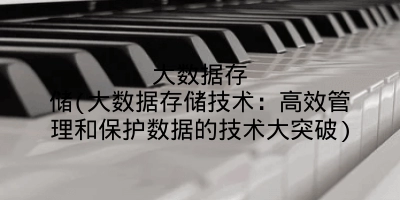 大数据存储(大数据存储技术：高效管理和保护数据的技术大突破)