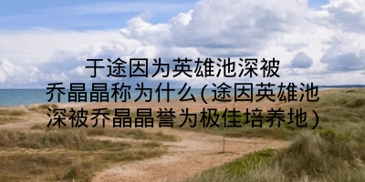 于途因为英雄池深被乔晶晶称为什么(途因英雄池深被乔晶晶誉为极佳培养地)