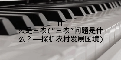 什么是三农(“三农”问题是什么？——探析农村发展困境)