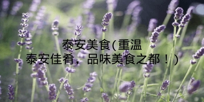 泰安美食(重温泰安佳肴，品味美食之都！)