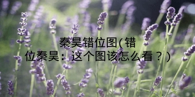 秦昊错位图(错位秦昊：这个图该怎么看？)
