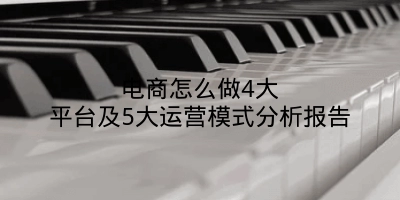电商怎么做4大平台及5大运营模式分析报告