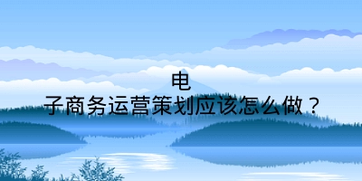 电子商务运营策划应该怎么做？