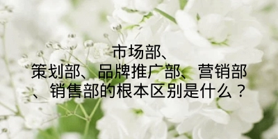 市场部、策划部、品牌推广部、营销部、销售部的根本区别是什么？