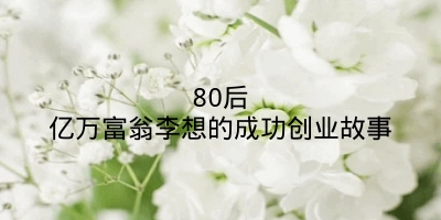 80后亿万富翁李想的成功创业故事