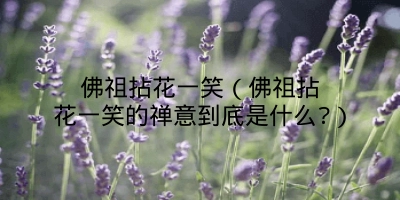 佛祖拈花一笑（佛祖拈花一笑的禅意到底是什么?）