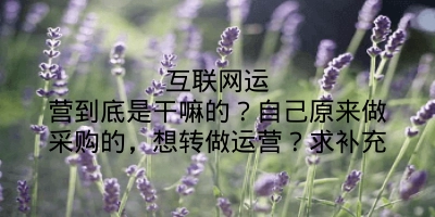 互联网运营到底是干嘛的？自己原来做采购的，想转做运营？求补充