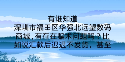 有谁知道深圳市福田区华强北远望数码商城,有存在骗术问题吗？比如说汇款后迟迟不发货，甚至