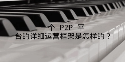 一个 P2P 平台的详细运营框架是怎样的？