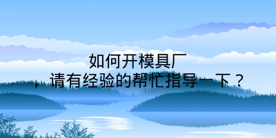 如何开模具厂，请有经验的帮忙指导一下？